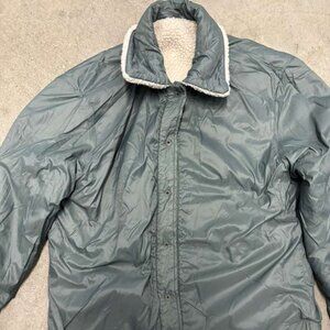 Women fleece jacket color grey green cotton inside size S/M